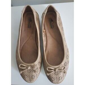 Cliff By White Mountain Women's Perforated Flat Ballet Slip On Shoes Size 9M